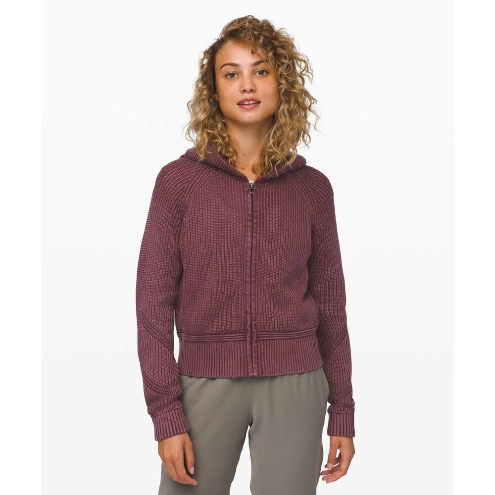 Lululemon Rest Assured Full Zip Hoodie in Washed Garnet - Size: Large